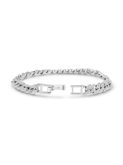 Curb Pavé Chain Bracelet In Silver
