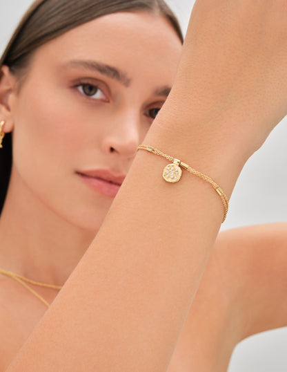 Amulet Evil Eye Charm Coin Bracelet In Gold