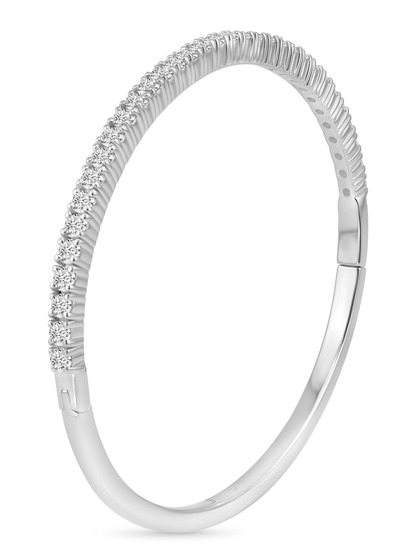 Slim Pavé Bangle Bracelet in Silver
