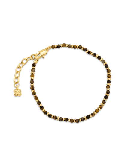 Tigers Eye Beaded Bracelet In Gold