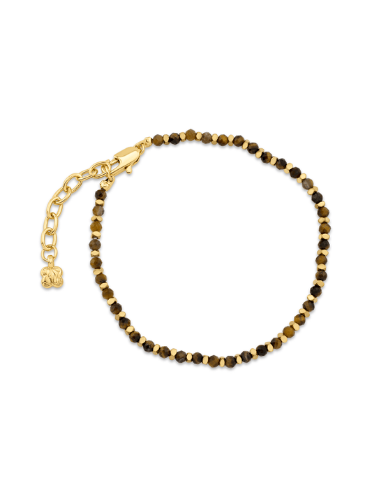 Tigers Eye Beaded Bracelet In Gold