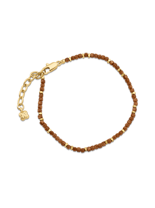 Sandstone Beaded Bracelet In Gold