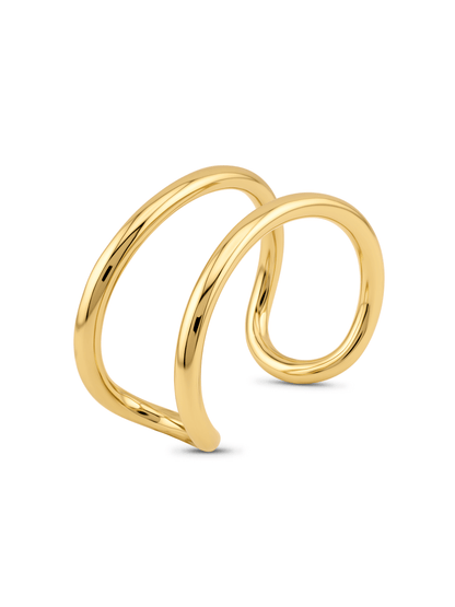 Double Row Cuff Bracelet In Gold