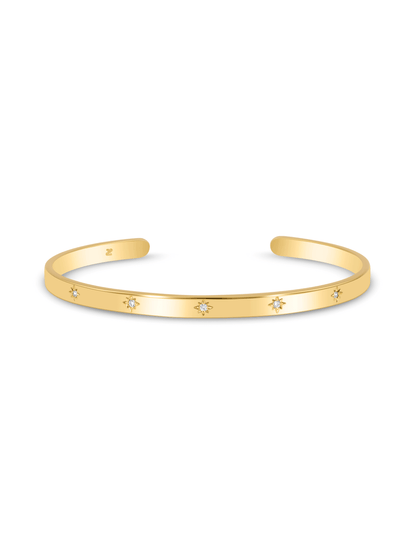 Celestial Star Crystal Cuff Bracelet In Gold