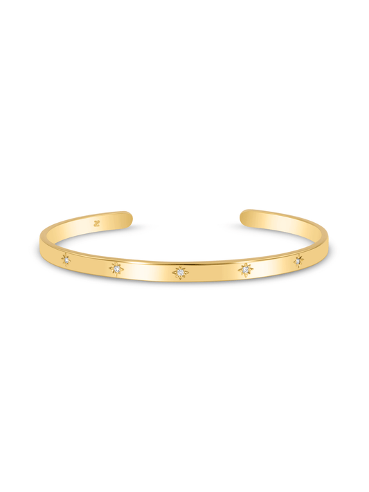 Celestial Star Crystal Cuff Bracelet In Gold