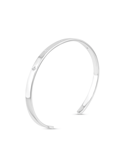 Celestial Star Crystal Cuff Bracelet In Silver