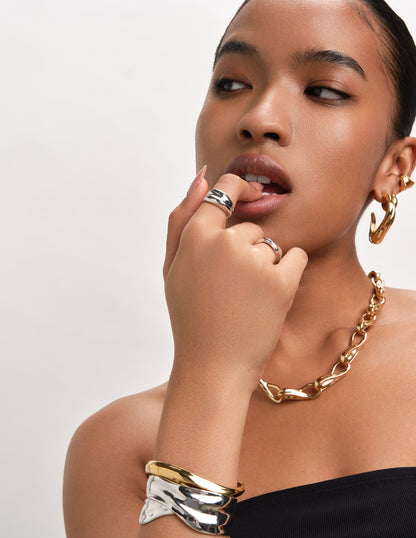 Slim Fluidity Cuff Bracelet In Gold