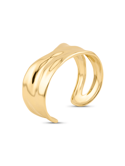Fluidity Double Wave Cuff Bracelet In Gold