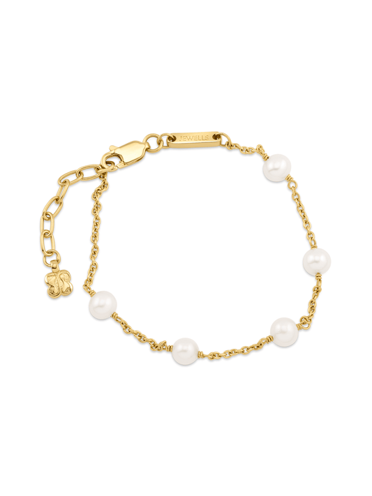 Freshwater Pearl Station Bracelet In Gold