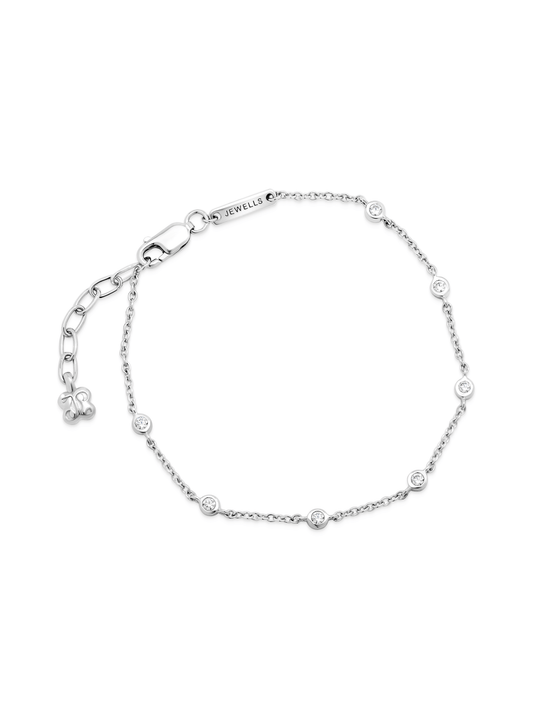 Floating Crystal Station Bracelet In Silver