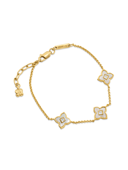 Primrose Mother-Of-Pearl Clover Bracelet In Gold