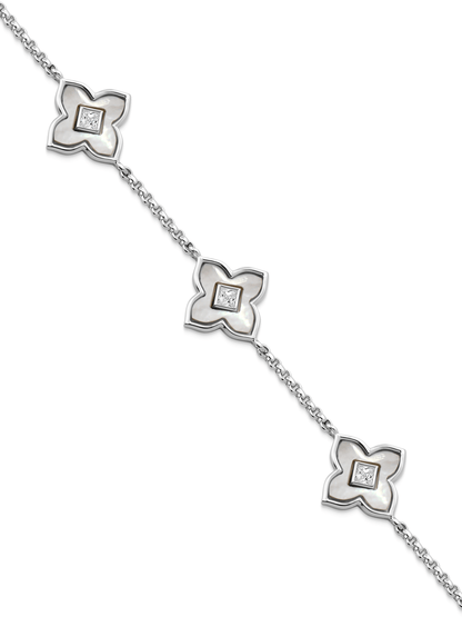 Primrose Mother-Of-Pearl Clover Bracelet In Silver