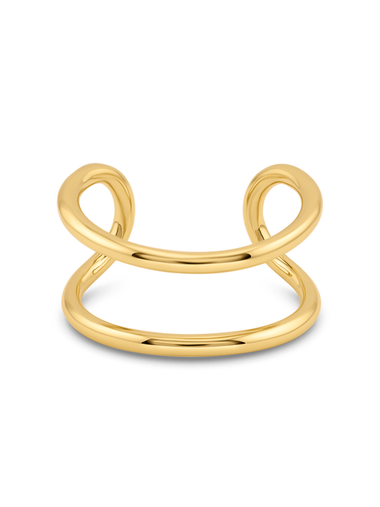 Double Row Cuff Bracelet In Gold