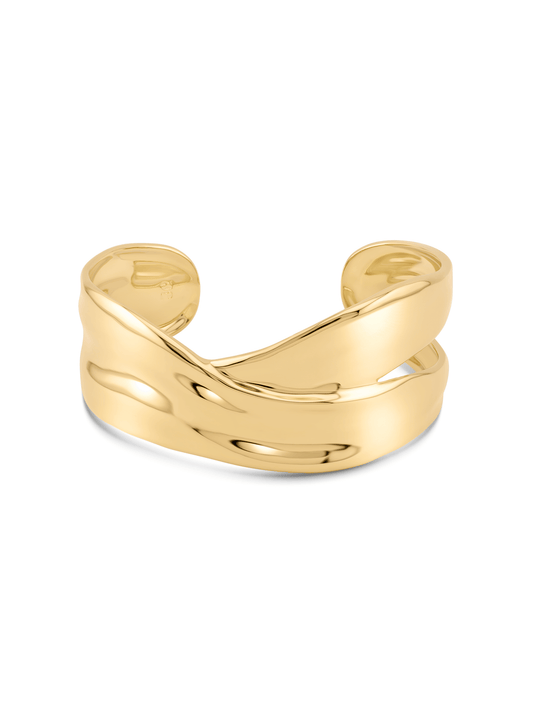 Fluidity Double Wave Cuff Bracelet In Gold