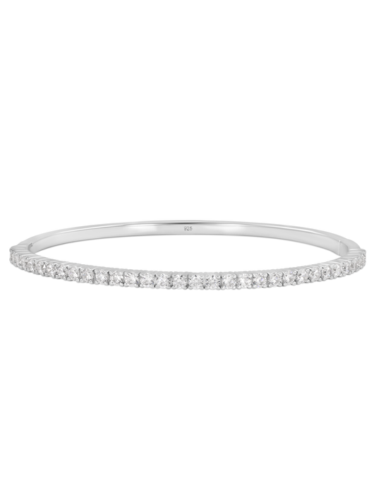 Slim Pavé Bangle Bracelet in Silver