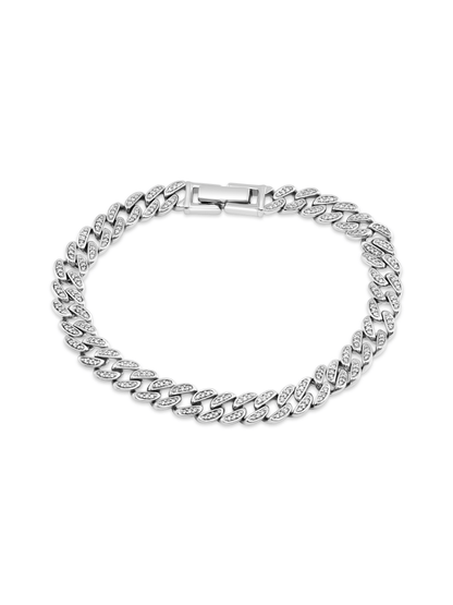 Curb Pavé Chain Bracelet In Silver