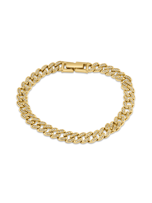 Curb Pavé Chain Bracelet In Gold