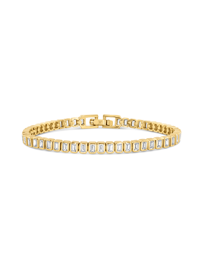 Rectangular Crystal Tennis Bracelet In Gold