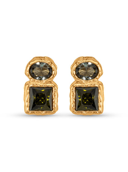 Tourmaline & Peridot Studs In Gold