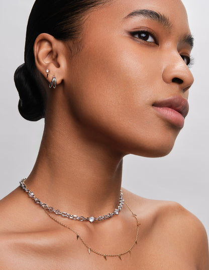 Seamless Tusk Split Earrings In Silver