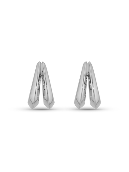 Seamless Tusk Split Earrings In Silver