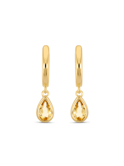 Citrine November Birthstone Hoops In Gold