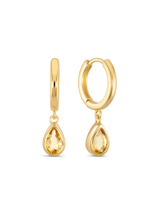 Citrine November Birthstone Hoops In Gold