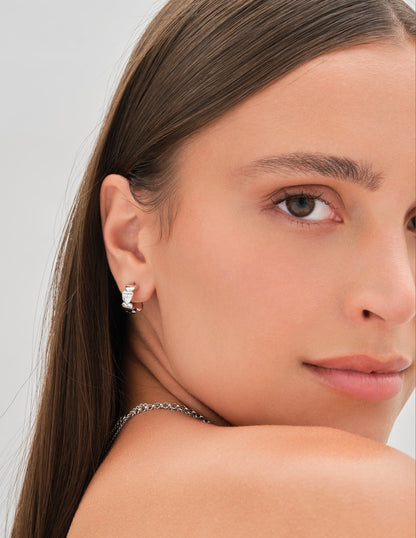 Hearts Charm Hoops In Silver