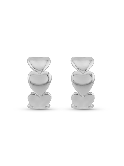 Hearts Charm Hoops In Silver