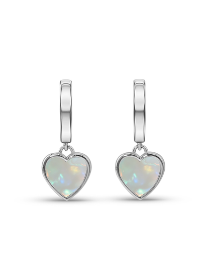 Hearts Shell Charm Drop Hoops In Silver