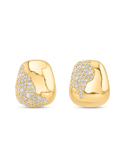 Crater Pavé Statement Studs In Gold