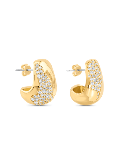 Crater Pavé Statement Studs In Gold