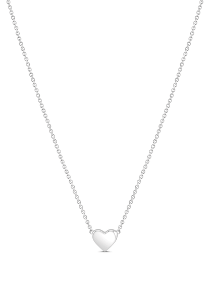 Mini Hearts Puff Pendant Necklace In Silver