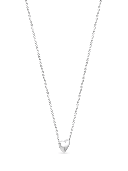 Mini Hearts Puff Pendant Necklace In Silver