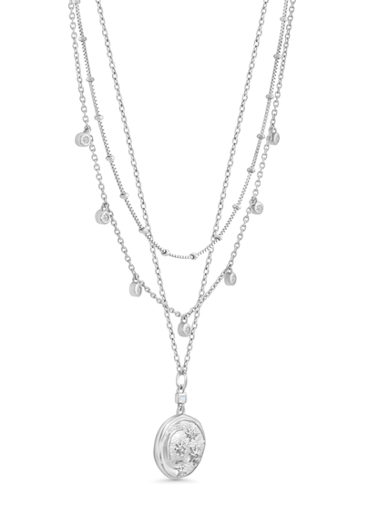 Celestial Hammered Coin Pendant Necklace In Silver
