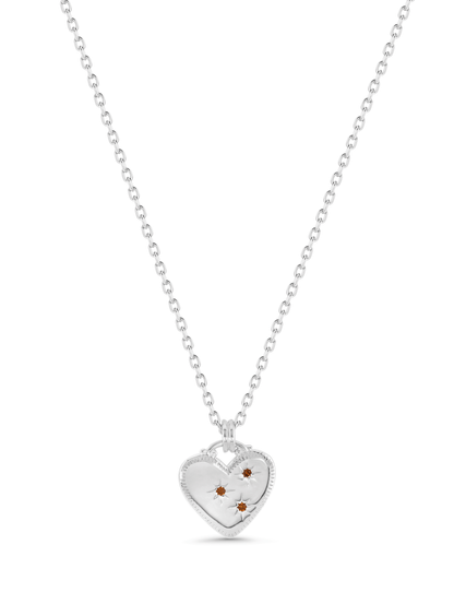 Star-Studded Heart Pendant Necklace In Silver