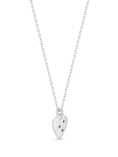 Star-Studded Heart Pendant Necklace In Silver