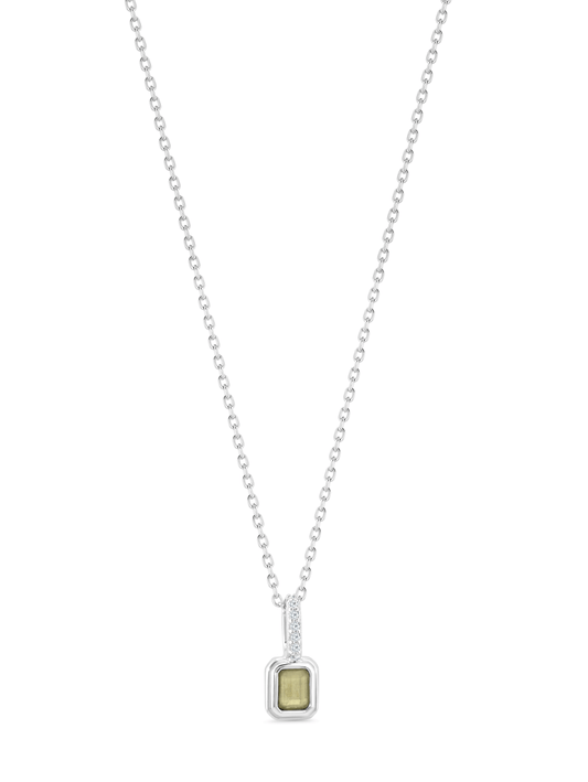 Peridot August Birthstone Pendant Necklace In Silver