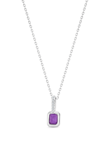 Amethyst February Birthstone Pendant Necklace In Silver