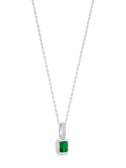 Green Agate May Birthstone Pendant Necklace In Silver