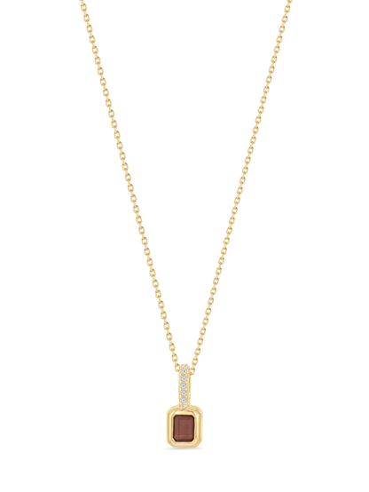 Red Garnet January Birthstone Pendant Necklace In Gold
