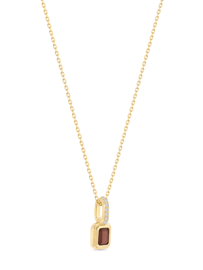 Red Garnet January Birthstone Pendant Necklace In Gold