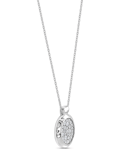 Crater Pavé Oval Pendant Necklace In Silver