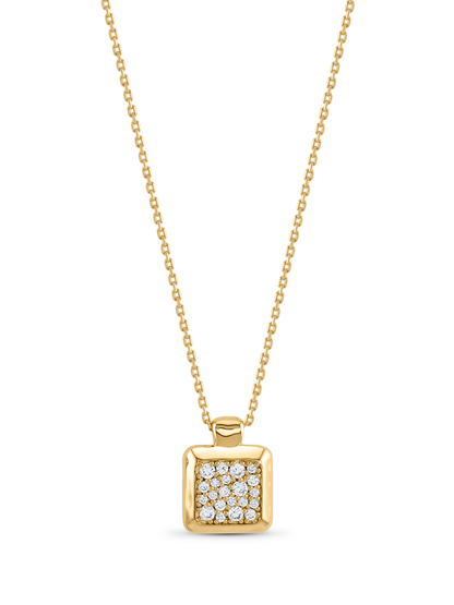 Crater Pavé Square Pendant Necklace In Gold