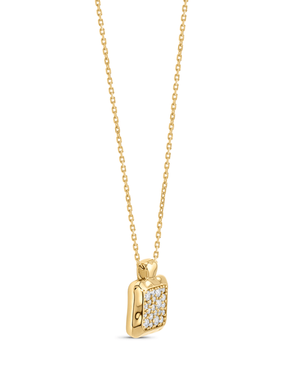 Crater Pavé Square Pendant Necklace In Gold