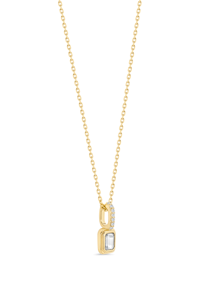 White Topaz April Birthstone Pendant Necklace In Gold
