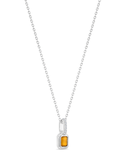 Citrine November Birthstone Pendant Necklace In Silver