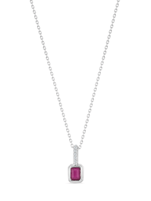 Ruby July Birthstone Pendant Necklace In Silver