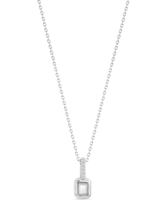 Mother-Of-Pearl June Birthstone Pendant Necklace In Silver