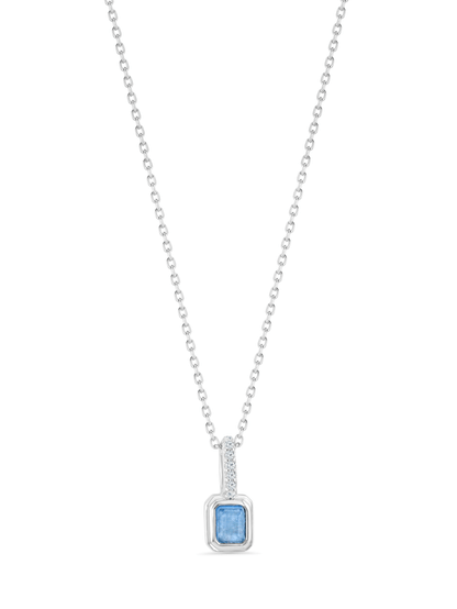 Aquamarine March Birthstone Pendant Necklace In Silver
